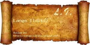 Lange Ildikó névjegykártya